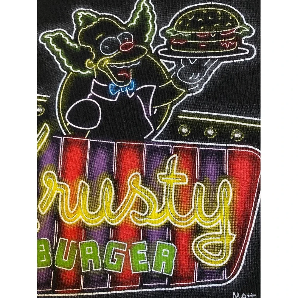 The Simpsons Krusty Burger Neon Sign Graphic T-Shirt Black Youth 10/12